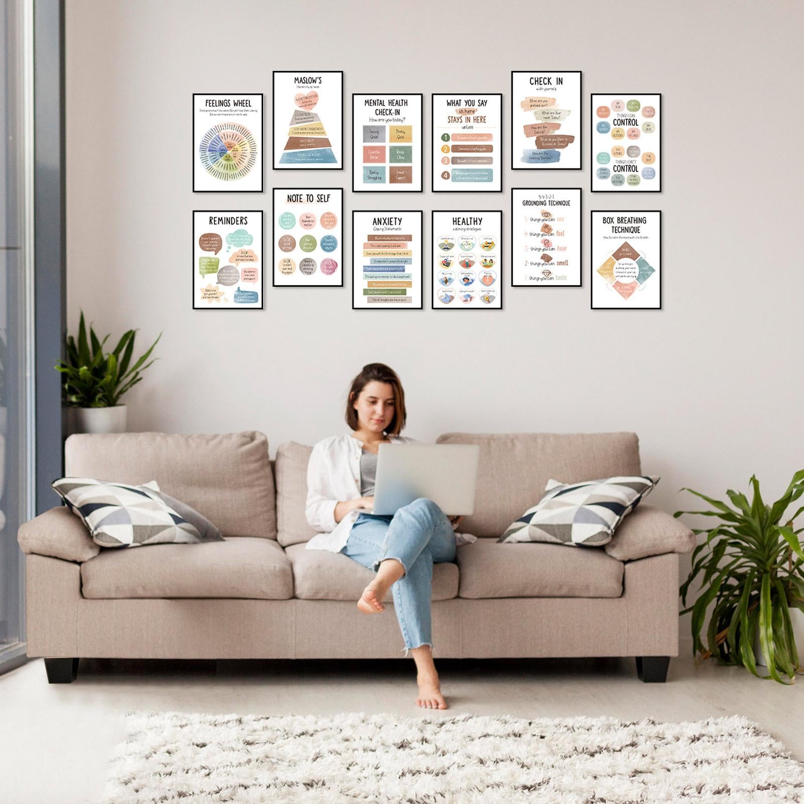 Poster D'angolo Calmante, Poster Dei Sentimenti Di Classe - 12X Forniture Per La Regolazione Emotiva, D'angolo, D'angolo Calmanti Per Bambini, Grafici Di Emozioni