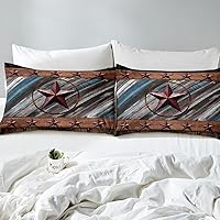 Vista 5 de Funda de edredón rústica de Texas con estrellas del oeste de Texas, juego de ropa de cama para niños y niñas, tablero de madera, funda de edredón