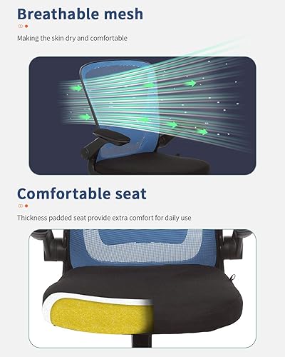 Miniatura 8 de Silla ergonómica de malla para oficina, con respaldo lumbar, giratoria, con ruedas, ejecutiva, con brazos y respaldo medio ajustable, para