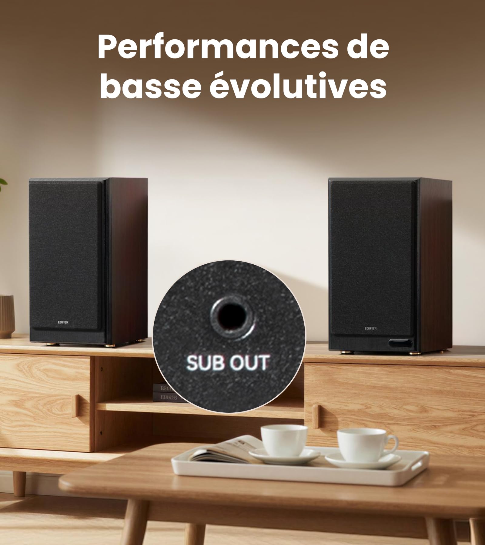 Edifier R2750DB MKII 144W Enceintes Bibliothèque Amplifiées 3 Voies - Noyer