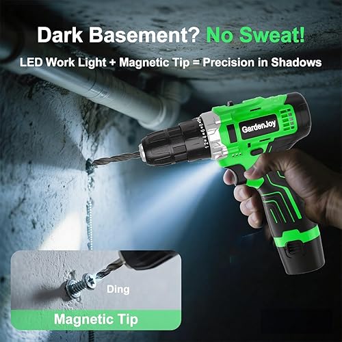 Miniatura 5 de GardenJoy Juego de taladro eléctrico inalámbrico taladro eléctrico de 12 V con batería y cargador, 65 piezas de accesorios, portabrocas sin llave de