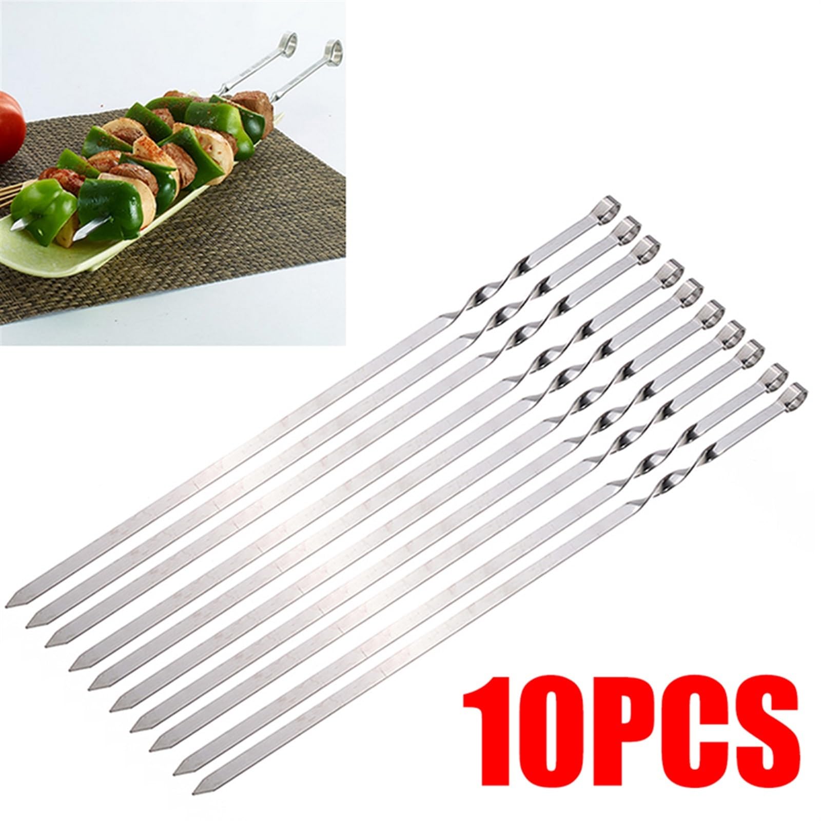SePkus Spiedini di Kebab, 10 Pezzi 50 cm Acciaio Inossidabile 420 Lunghi BBQ Barbecue Kebab Cibo Spiedini di Carne Spiedini per Attrezzi per Griglia all'aperto