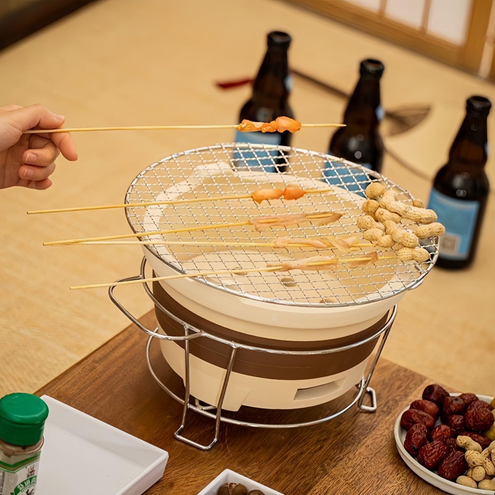 【新品・鉄製】石焼いも焼き機・BBQ鉄板焼き機　※引き取り限定‼ Amazon.co.jp: バーベキュー [2～5人用] 炭火バーベキ 卓上珪藻土 卓上