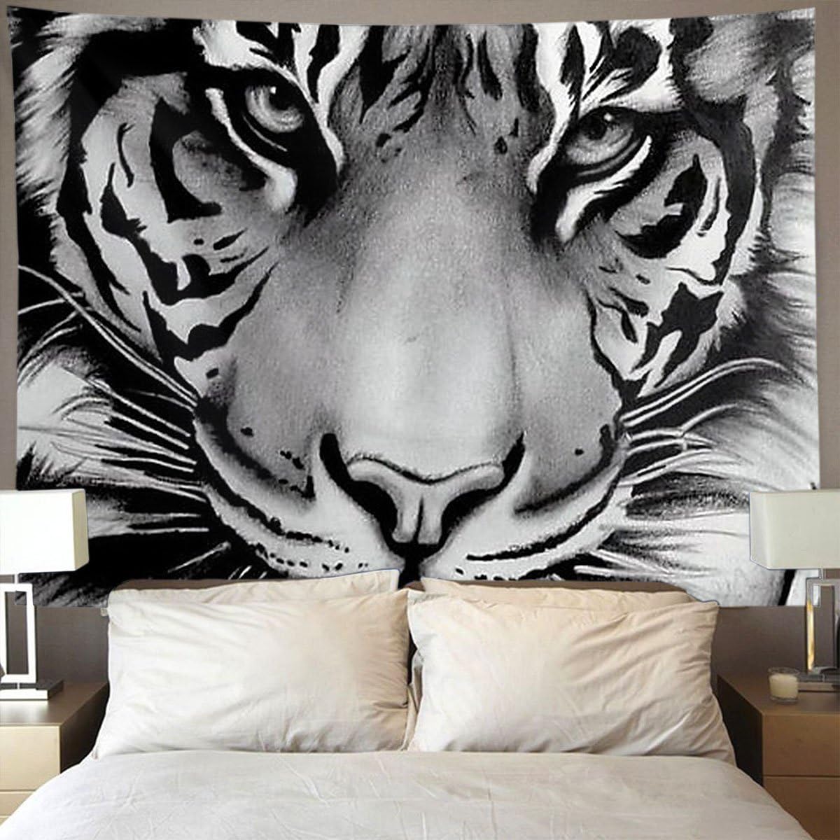 GLORY ART Tiger King Wall Hanging, Psychedelic Wall Art, Dorm D¨¦cor Beach Throw, Indian Wall Tapestries Art 50 x 60 Inches