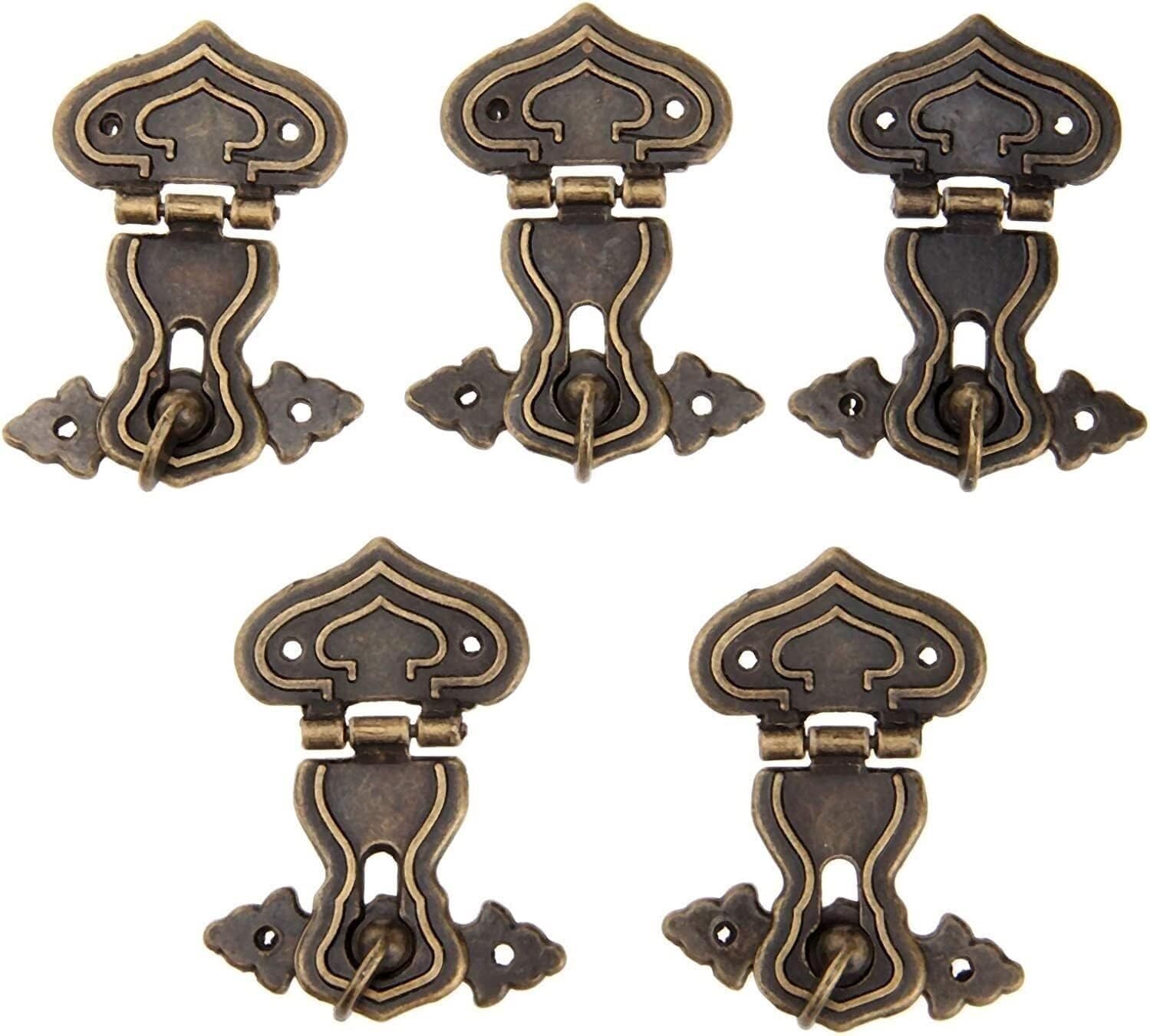 Pestillo de Cerrojo, 5 Piezas, Hebilla de latón Vintage, joyería Decorativa, Regalo, Gancho de pestillo de Maleta Retro de Madera con herrajes de Tornillo, 62x46 mm