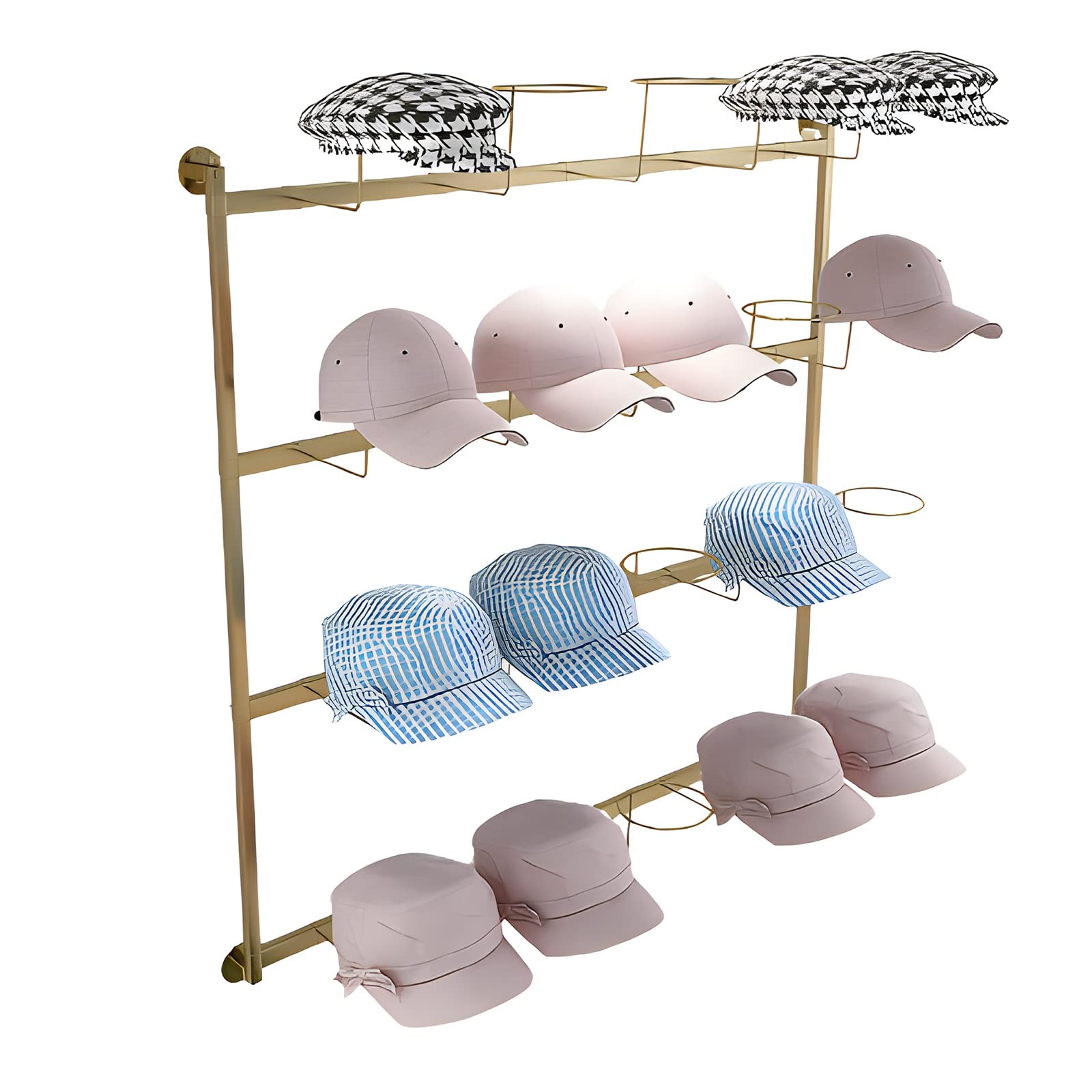Présentoir de chapeaux haut de gamme métallique pour fedoras et casquettes de marque