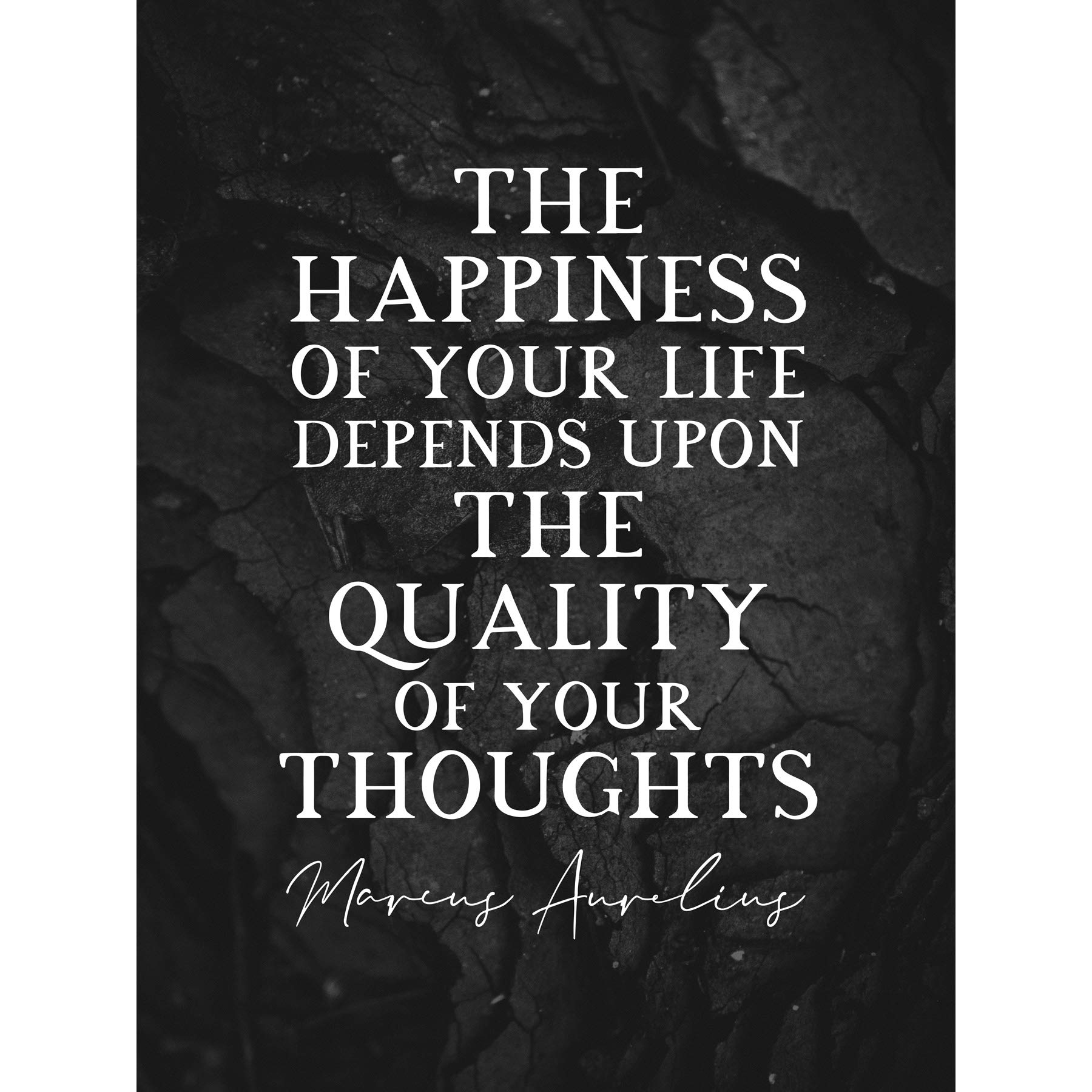 Slate Quote Marcus Aurelius Happiness Quality Thoughts Large Wall Art Poster Print Thick Paper 18X24 Inch