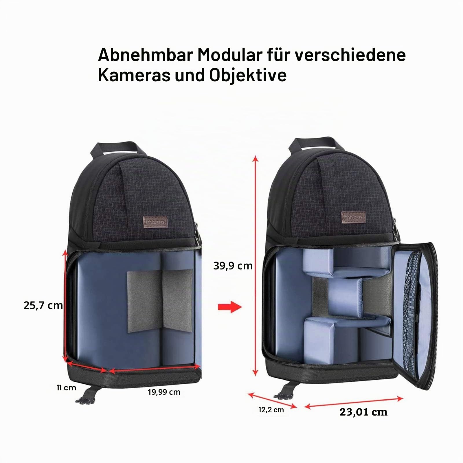 MOSISO Kameratasche Brust, DSLR/SLR/Spiegellose Kamera Rucksack Tasche Stoßfester Fotografie Rucksack mit Stativhalterung & Wechselbare Modulareinsätze Kompatibel mit Canon/Nikon/Sony/Fuji, Schwarz