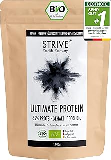 STRIVE ULTIMATE PROTEIN | 100% BIO Vegan | Natur | Optimales Aminosäureprofil | 1kg Bio Eiweiß Pulver mit 85% Proteingehalt | Ohne Zucker & Süßungsmittel | Made in Germany DE-ÖKO-039