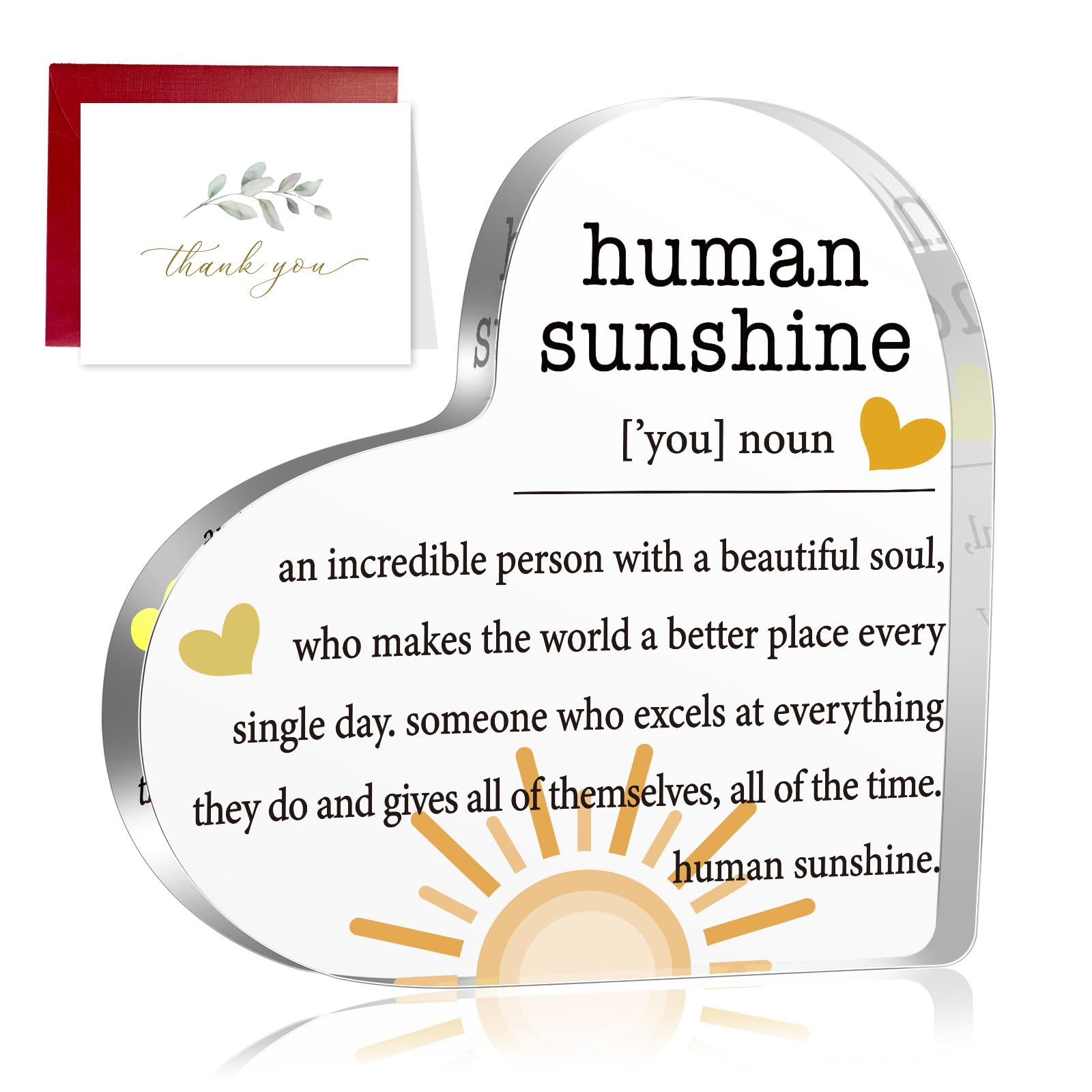 Fall Thank You Gifts for Women, Inspirational Quotes Gifts, Human Sunshine Gifts, Motivational Gifts, Appreciation Gifts for Teacher Friends Coworkers Doctor Nurse, Acrylic Desk Sign Decor