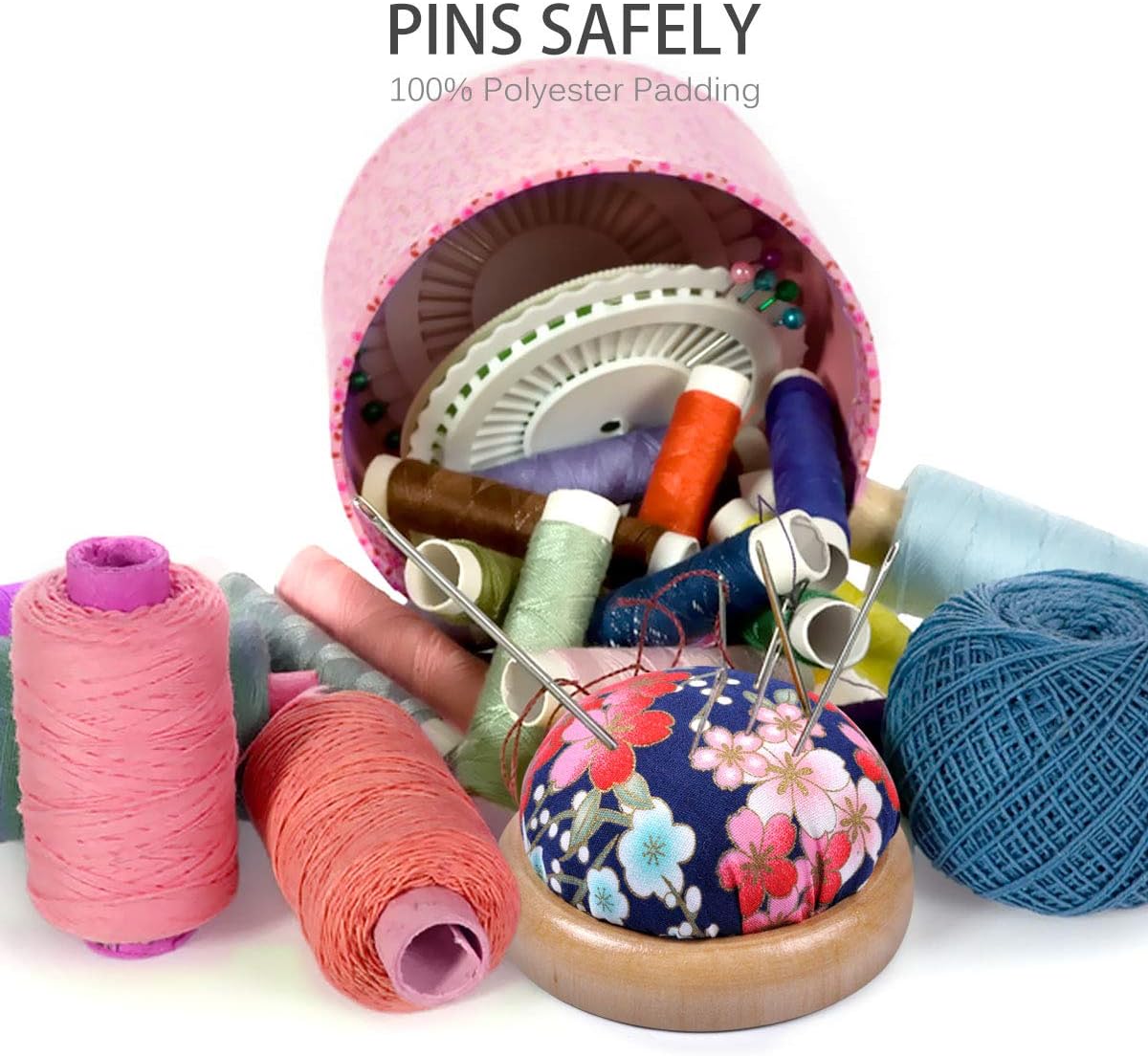 eZAKKA Pin Cushion Pin Cushions for Sewing Wooden Base Needle Pincushions (Japanese Style)