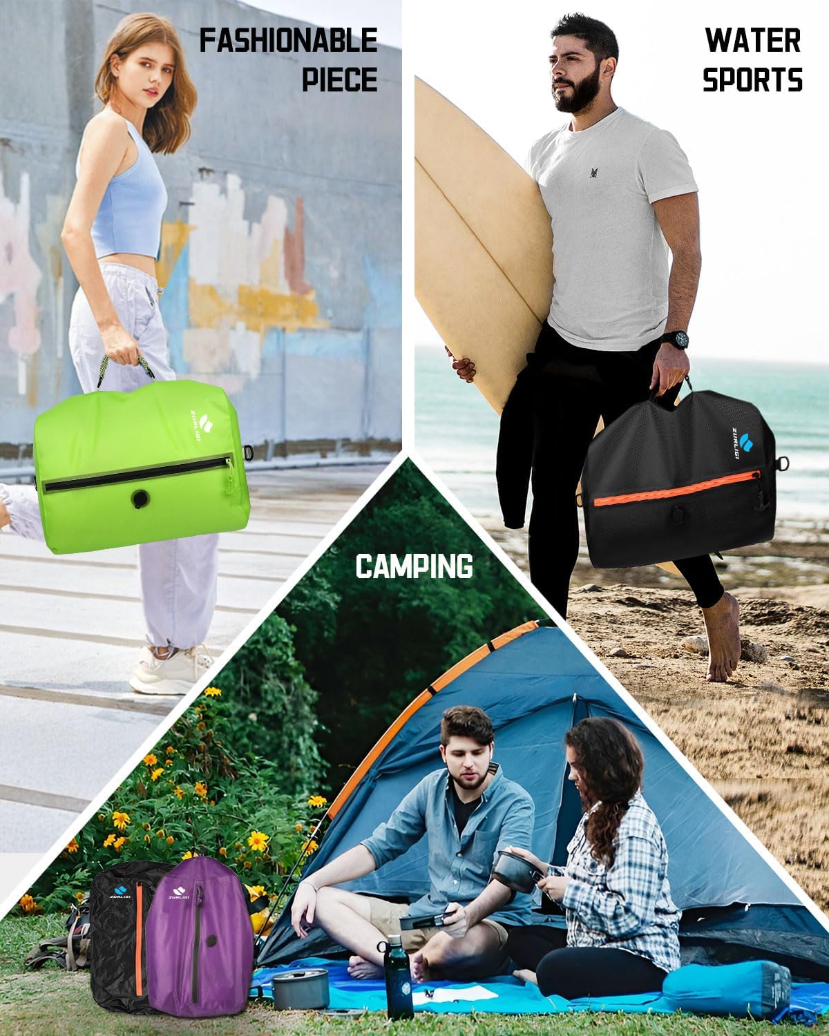 Zurligi Vacuum Compression Bags with Pump for Travel – IPX8 Waterproof Reusable Vacuum Packing Cubes, 39L Carry-On Vacuum Seal Bag with Removable Handle for Clothes, Suitcase & Backpack(2-Pack Purple) - Image 6