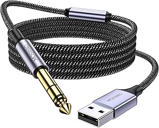 MOSWAG 3.3FT USB to 6.35 Audio Cable, USB to 1/4“ Guitar Cable with Recording Function for Guitar, Bass, Amplifier, Speakers (NOT for Xbox/RockSmith)