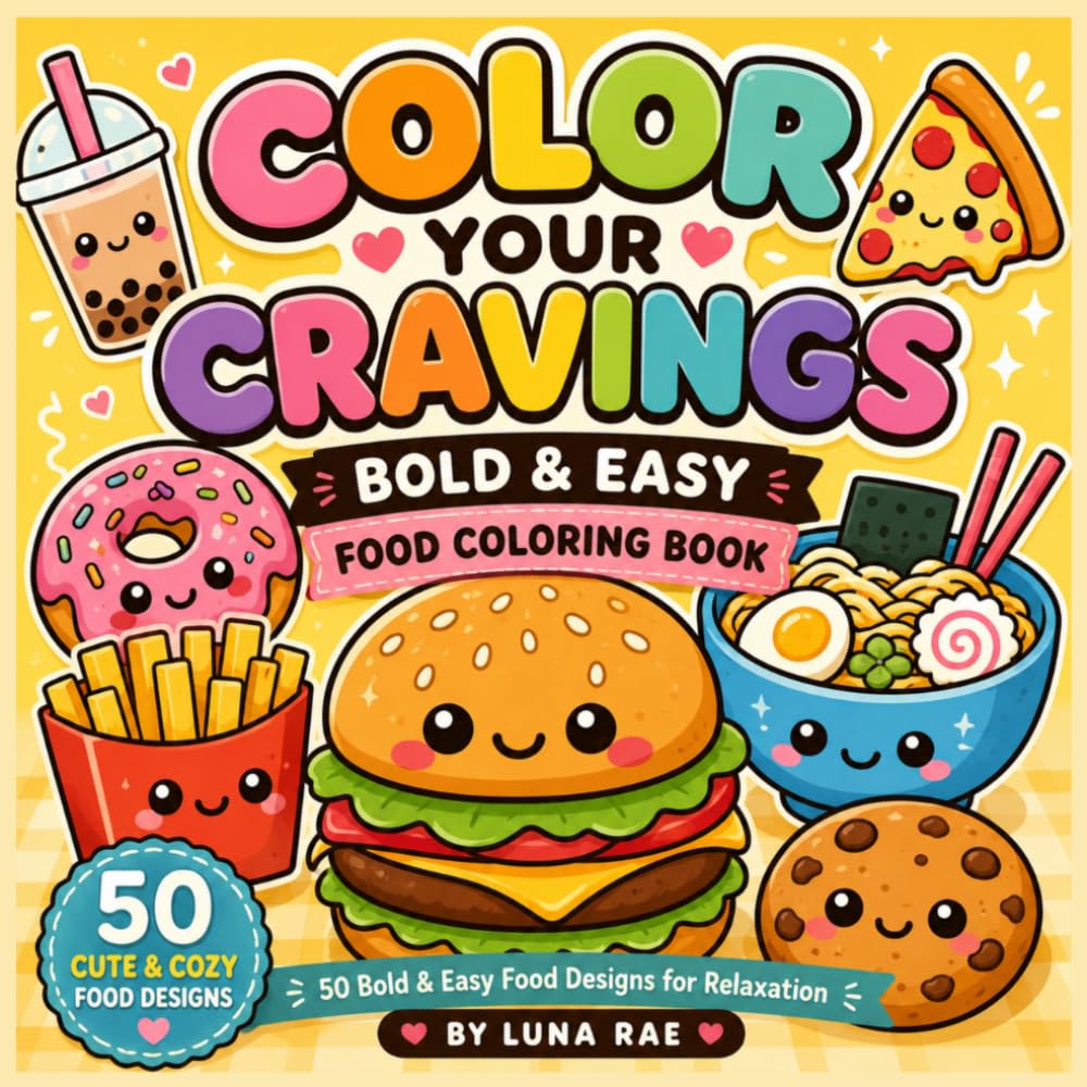 Color Your Cravings: 50 Bold & Easy Food Designs for Relaxation