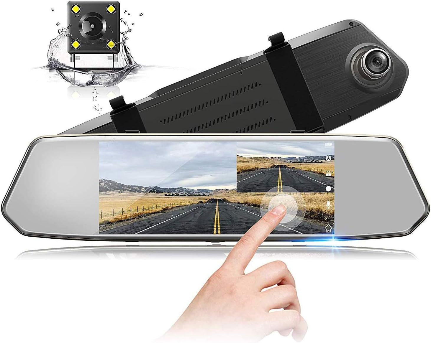Mirror Dash Cam 7 Inch Touch Screen Car Camera Rearview Mirror Dash DVR Cam Front and Rear Dual Lens Night Vision Video Recorder Reversing Backup Camera