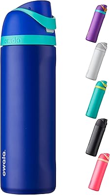 Owala FreeSip Insulated Stainless Steel Water Bottle with Straw for Sports and Travel, BPA-Free, 24-Ounce, Smooshed Blueberry