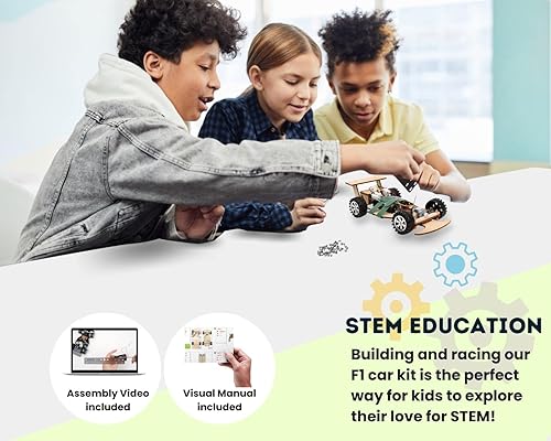 Miniatura 9 de Kit de coche de control remoto inalámbrico F1, kit de proyecto científico para niños, estudiantes, educación, kits de coche modelo de proyecto STEM