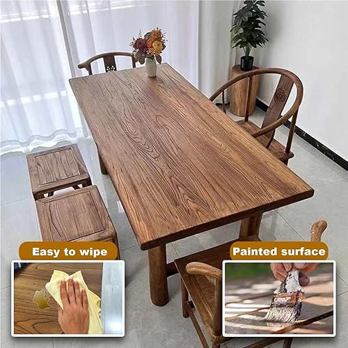Miniatura 5 de Mesa de comedor contemporánea de madera maciza, escritorio rectangular, adecuada para 6 personas, para cenas, fiestas, cafeterías, restaurantes