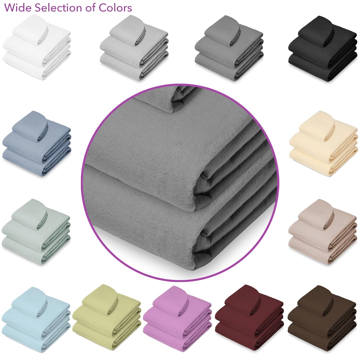 Saloniture 3-Piece Flannel Massage Table Sheet Set - Soft Cotton Facial Bed Cover - Includes Flat and Fitted Sheets with Face Cradle Cover - Gray
