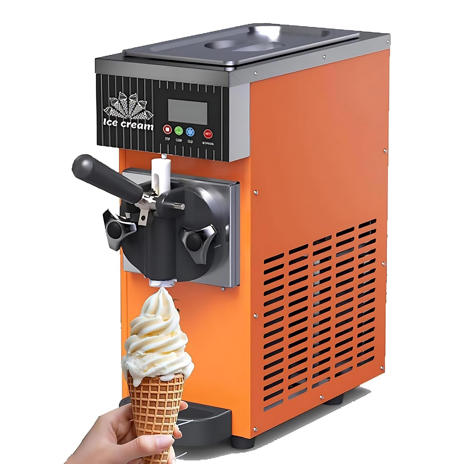 Máquina de helado Soft Serve | Máquina de encimera para uso doméstico y comercial | Salida de 4-5 kg/h | Limpieza con un solo clic y enfriamiento rápido | Panel LCD