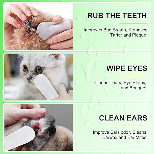 Miniatura 4 de SDJUFEI 50 toallitas de limpieza de dientes para perros y gatos, ambientador de aliento de perro, toallitas de cuidado dental para perros que ayudan