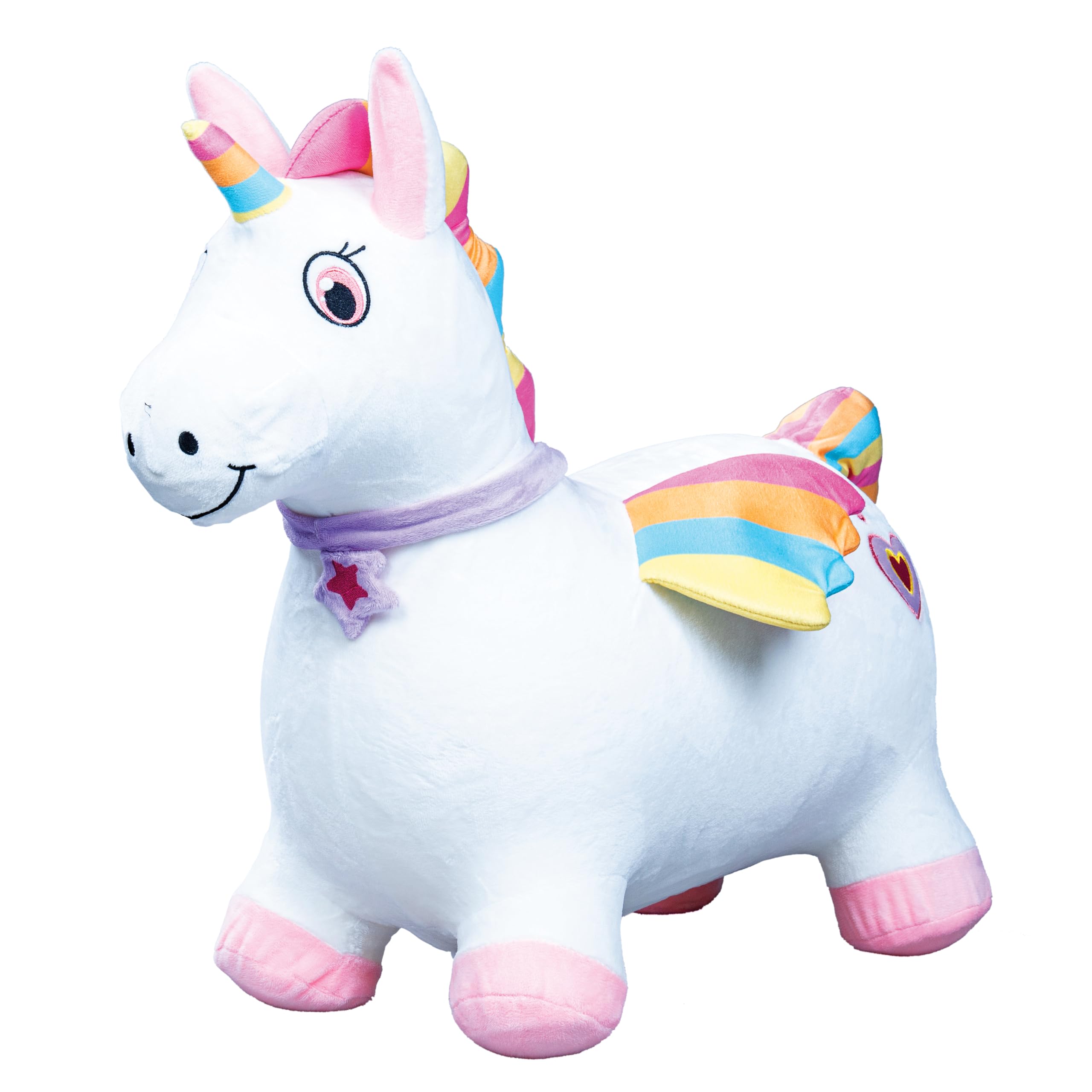 Waddle Plush Unicorn Animal Hopper for Kids Ages 2+, Inflatable Hopping Toy with Soft Washable Cover &amp; Hand Pump, Bouncy Ride On Unicorn Hopper for Toddlers, Indoor/Outdoor Active Play