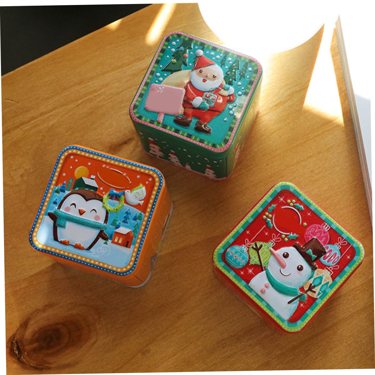 Baluue 8 Piezas Caja de Obsequio Cuadrada de Hojalata Caja de Navidad para Guardar Dulces para Fiesta de Navidad Navideños