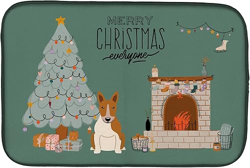 Miniatura 294 de Caroline's Treasures CK7824DDM - Tapete absorbente para secado de platos con diseño de bulldog inglés, rojo y blanco, para encimera de cocina, 14 x