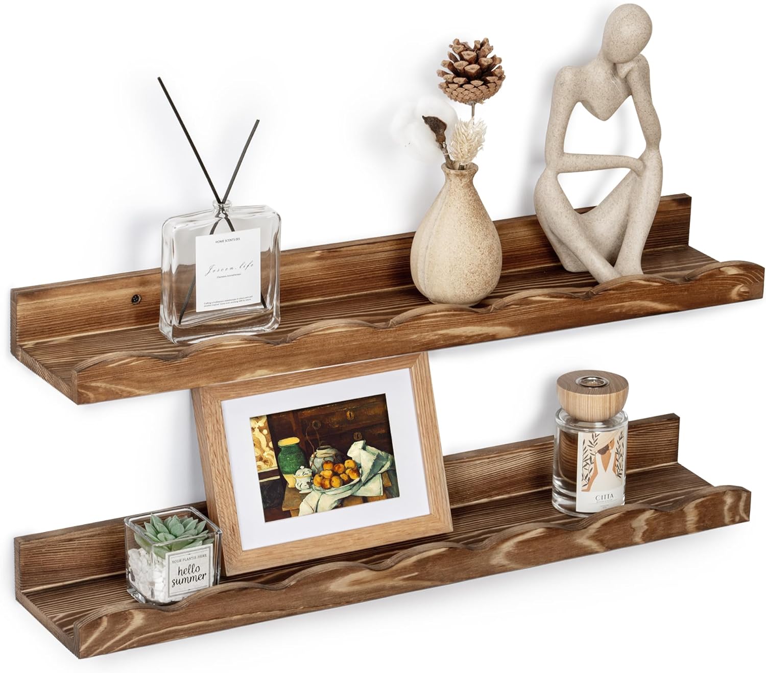 Fun Memories Picture Ledge Shelf for Wall, 24 inch Pine Wood Nursery Book Shelves Set of 2- Wall Book Shelves for Kids Room, Home Decor – Kitchen Spice-Carbonized Fun Memories Picture Ledge Shelf for Wall, 24 inch Pine Wood Nursery Book Shelves Set of 2- Wall Book Shelves for Kids Room, Home Decor – Kitchen Spice-Carbonized