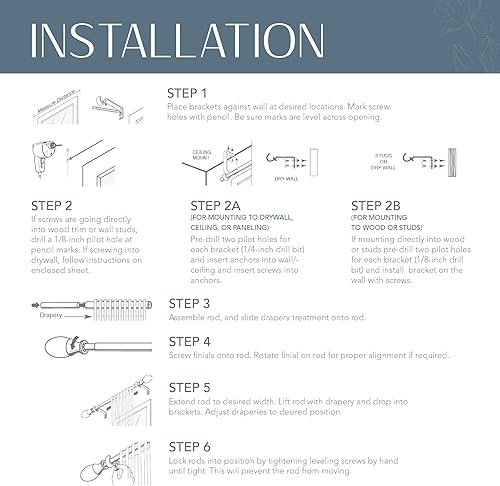 Miniatura 6 de Elrene Home Fashions Cordelia - Barra de cortina individual ajustable con remates de bola de globo, 1 pulgada de diámetro, oro suave, 28-48 pulgadas