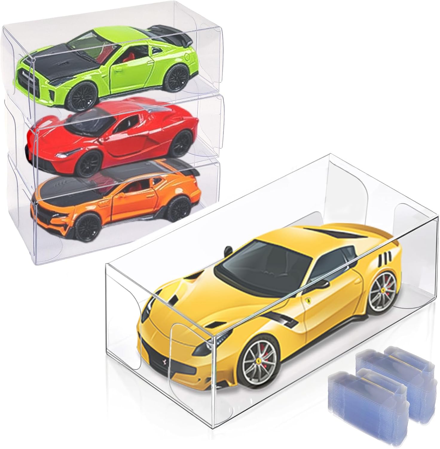 100 Pcs 1/64 Scale Display Case for Hot Wheels, Matchbox Cars Storage Case Clear Model Car Display Case for Hot Wheels, Dustproof & Waterproof Toy Car Storage Display Boxes