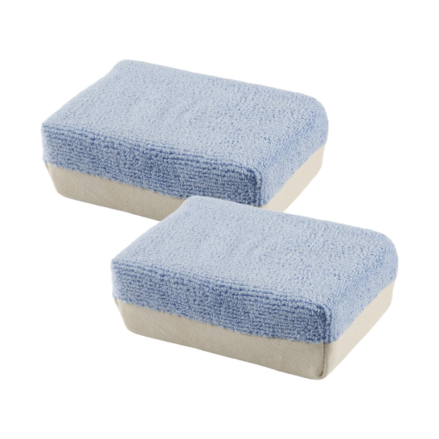 Wellrun Blue And White 2Pcs Suede Sponge,2 In 1 Chamois & Microfibre Car Window Demister,Dual Side Car Window Dehumidifier For Cars Wash And Interior Care