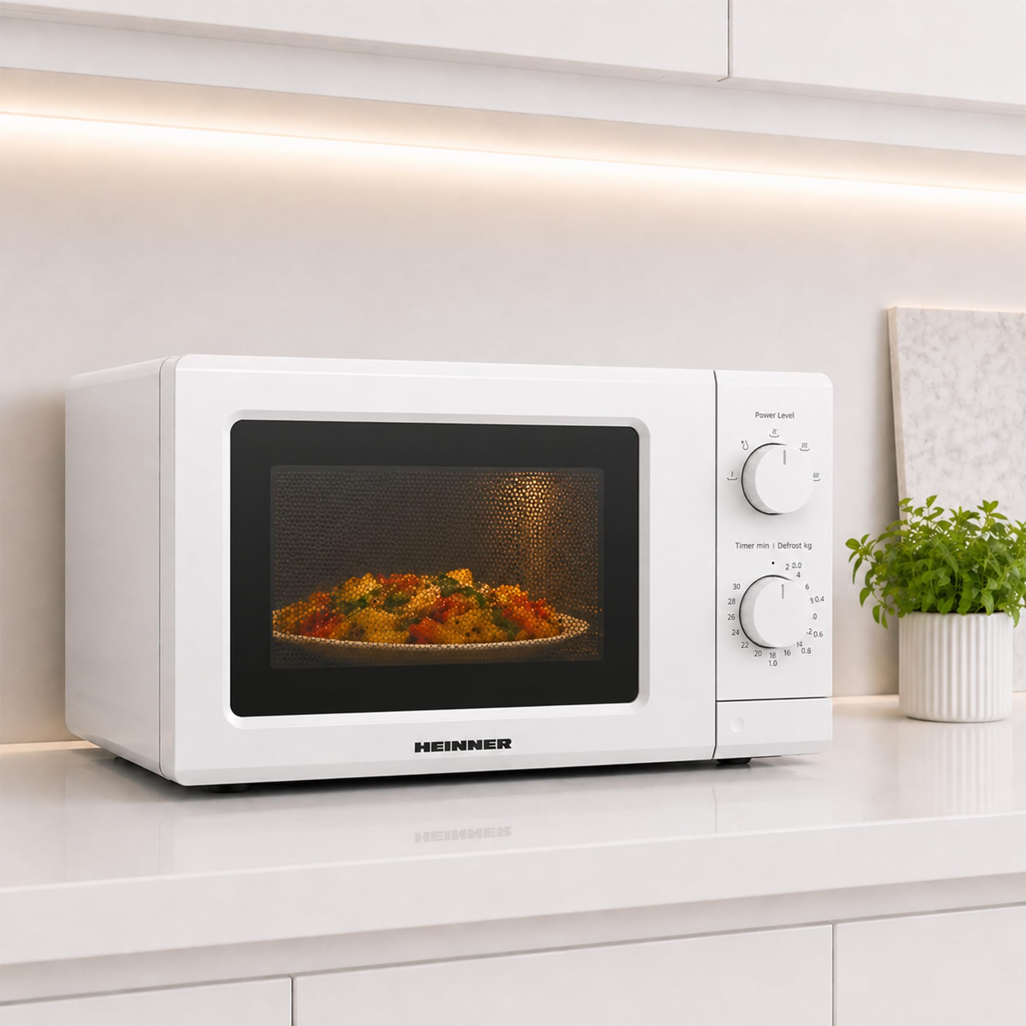 Mikrowelle 20 L Weiß – freistehend, 700 W mit 6 Leistungsstufen & Auftaufunktion, mechanische Drehknöpfe, 30-Min-Timer, einfache Bedienung, Mikrowelle ohne Grill für Küche, Senioren & Camping