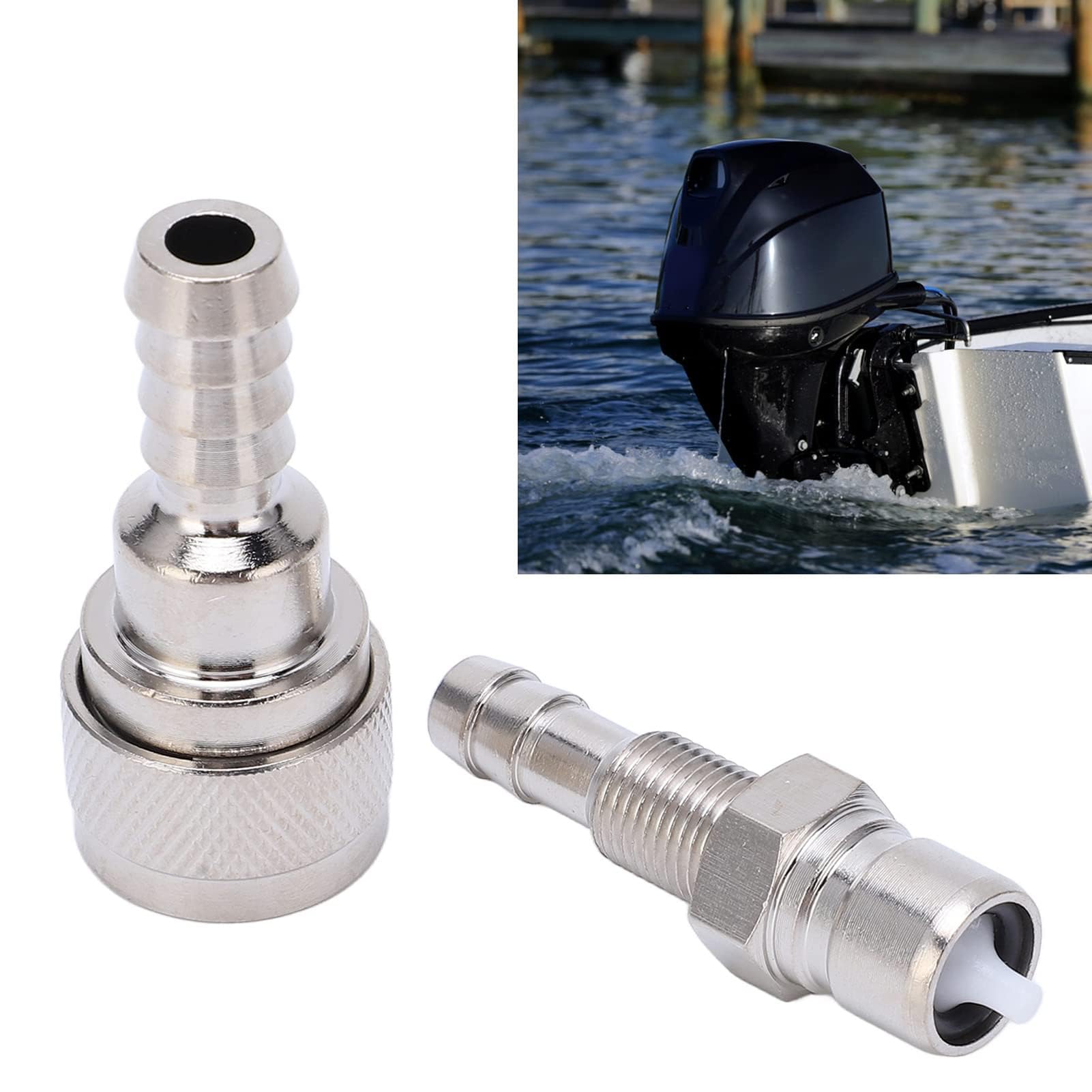Ejoyous Connecteur de Carburant de Carburant de Bateau Connecteur de Hors-Bord de Marin 2PCS Alliage MÉTAL 5/16 Pouces 8 Mm Femelle Mâle Remplacement de 5 Ch à 90 Ch Accessoires de Moteur