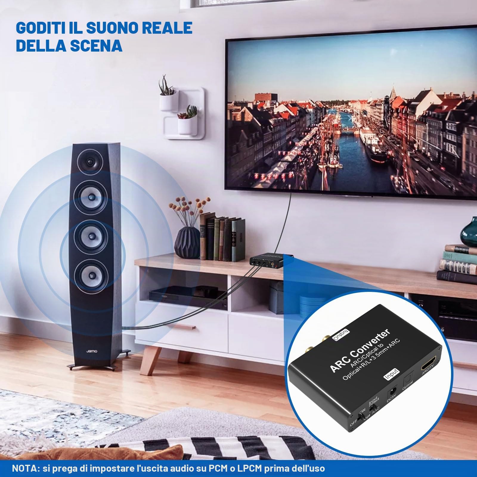 Estrattore audio HDMI ARC 192 kHz DAC audio, Tendak ARC/Optical Toslink SPDIF a SPDIF RCA L/R 3,5 mm Aux Stereo Audio Adapter HDMI ARC Audio TV e convertitore audio digitale a analogico