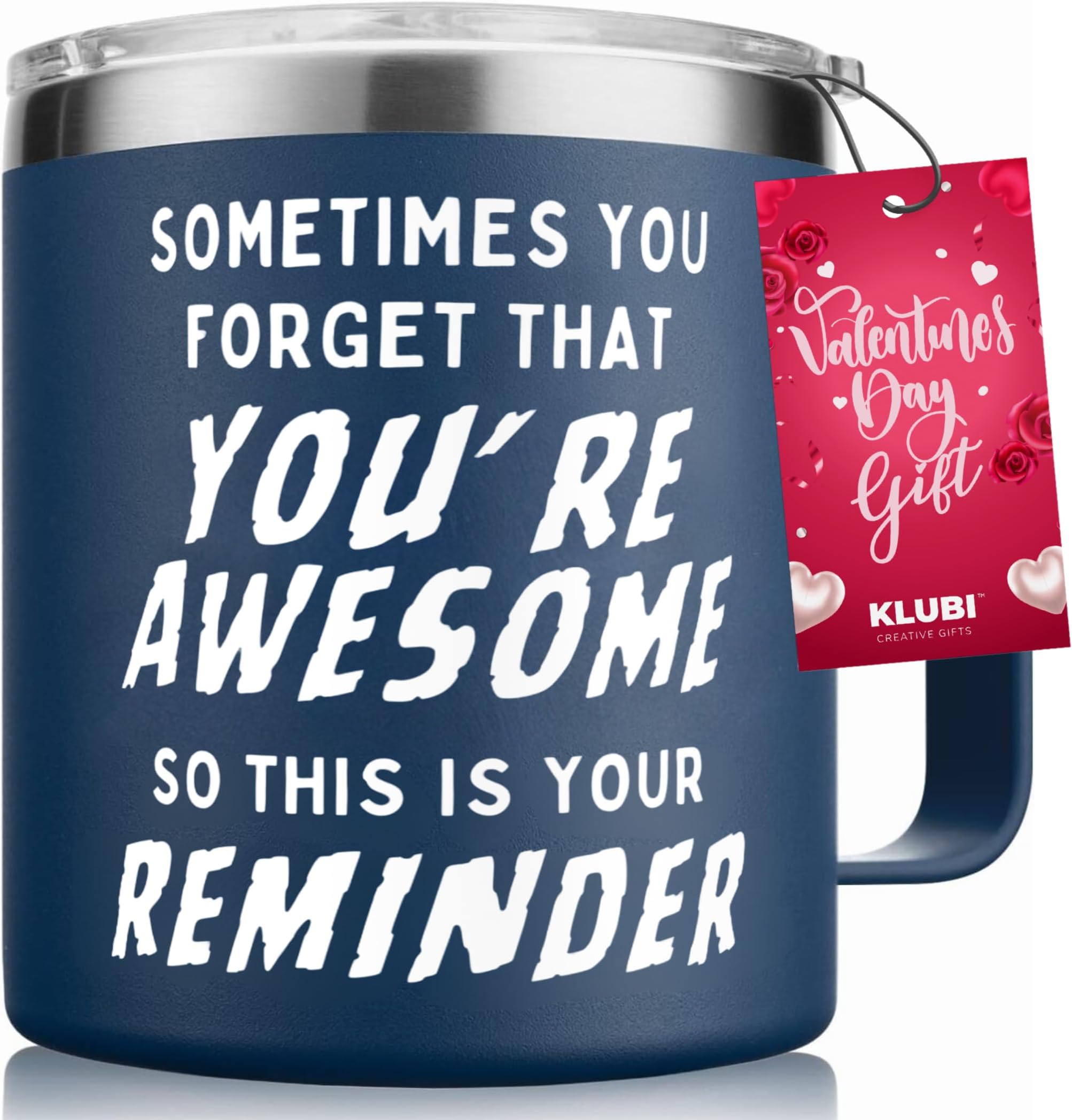 Birthday Gifts for Men Him Mug- Sometimes You Forget Your Awesome Gifts Navy 14oz Gifts for Men Over 50, 60, 70 Under 20, 30, 40 Cool Unique Gift Idea, Coffee Tumbler Gift for Dad, Husband, Boyfriend