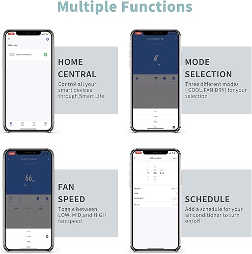 Miniatura 5 de Shinco Aire acondicionado portátil de 8,000 BTU, unidad de CA portátil con modos integrados de enfriamiento, deshumidificador y ventilador para