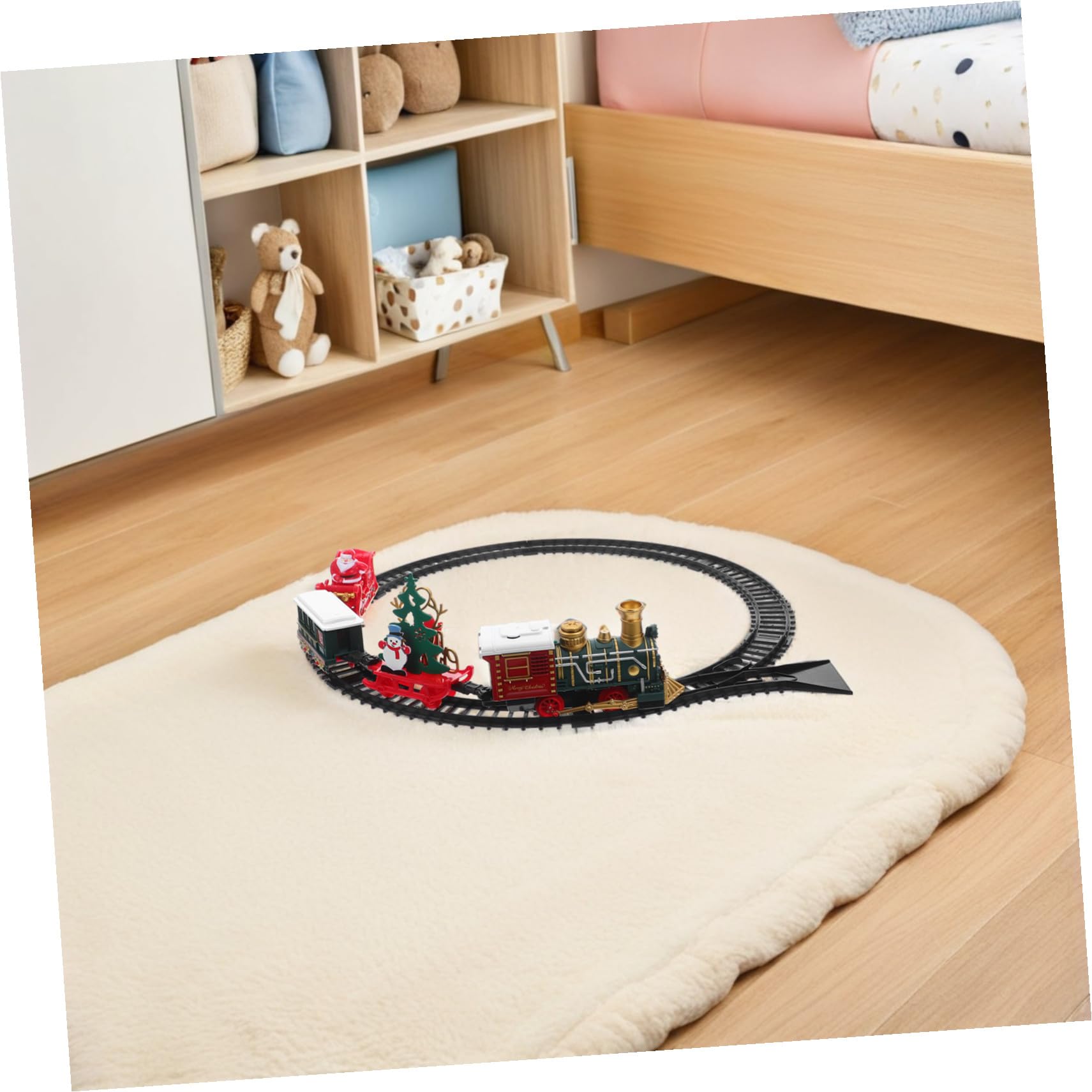 minkissy Trenino Giocattolo Elettrico con Binari per Natale di Trenino Batteria con Luci e Musica Decorazione Natalizia per Ragazzo Ragazza Ragazza Facile da Montare Sotto Albero