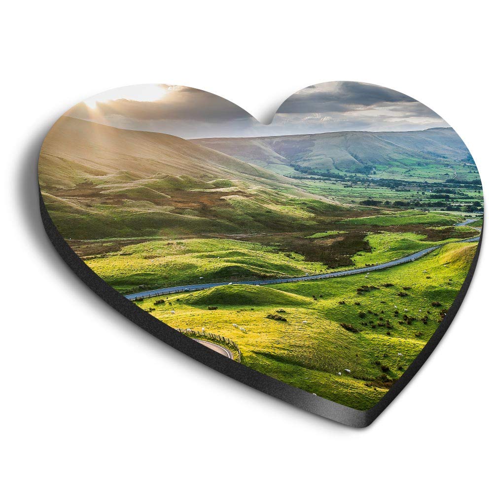 Destination Vinyl Ltd Multicolor 1 X Heart Mdf Magnets - Mam Tor Peak District Countryside 16375
