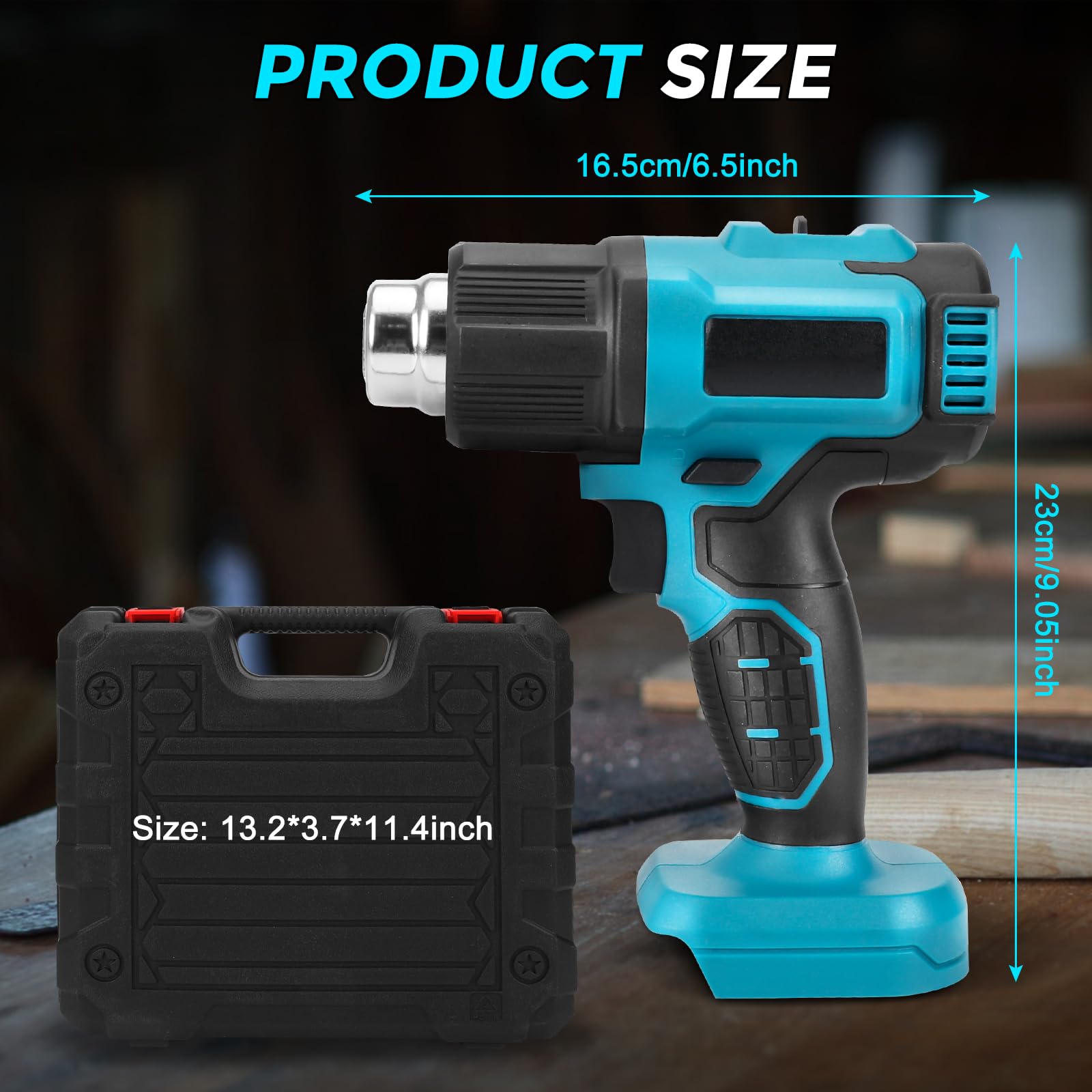 WingFly Pistola de Aire Caliente Inalámbrica Compatible con Makita 18 V Batería, 3 Boquillas, 2 ajustes de Temperatura, máx. 550 °C, para Soldadura, Secado, Bricolaje, Pintura
