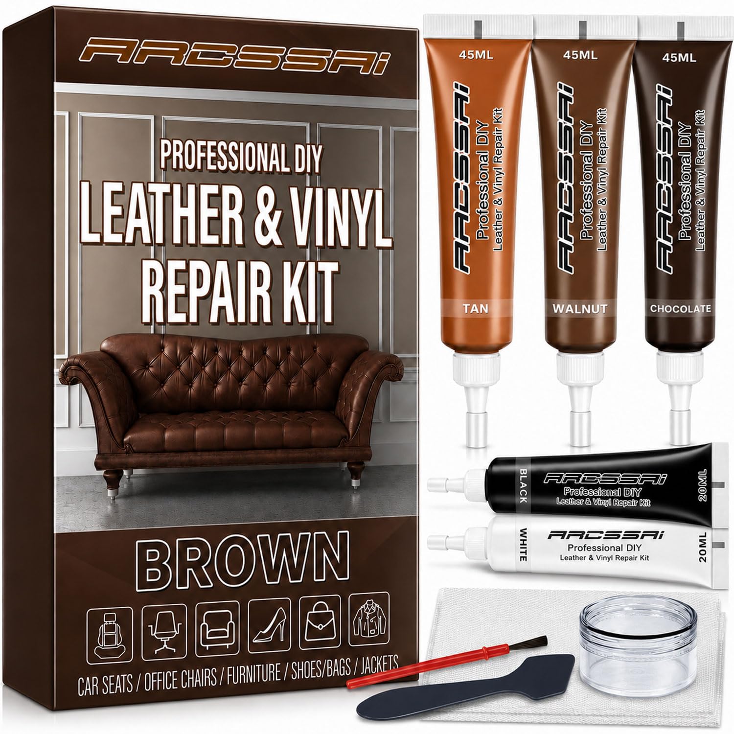 Brown Leather Repair Kits for Couches - Vinyl Repair Kit, Leather Repair Kit - Leather Scratch Repair for Refurbishing for Upholstery, Couch, Boat, Car Seats-image-32