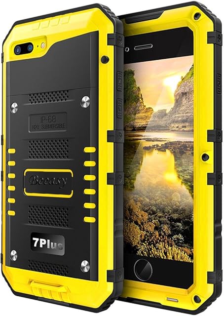 Beeasy Case for iPhone 7 Plus / 8 Plus,Heavy Duty with Full Body Protective Waterproof,Shockproof Drop proof Tough Durable Cover Military Defender for Outdoor Sports,Yellow
