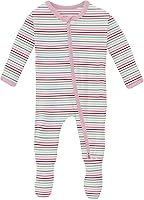 Vista 114 de KicKee Baby & Toddler - Pijama de viscosa ultrasuave de bambú con patas abatibles y puños
