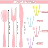 Vista 2 de Kochorie 300 Piezas de Vajilla de Plástico Pastel de Plata, Juego de Cubiertos de Plástico Resistente, Utensilios Desechables Pesados Incluye
