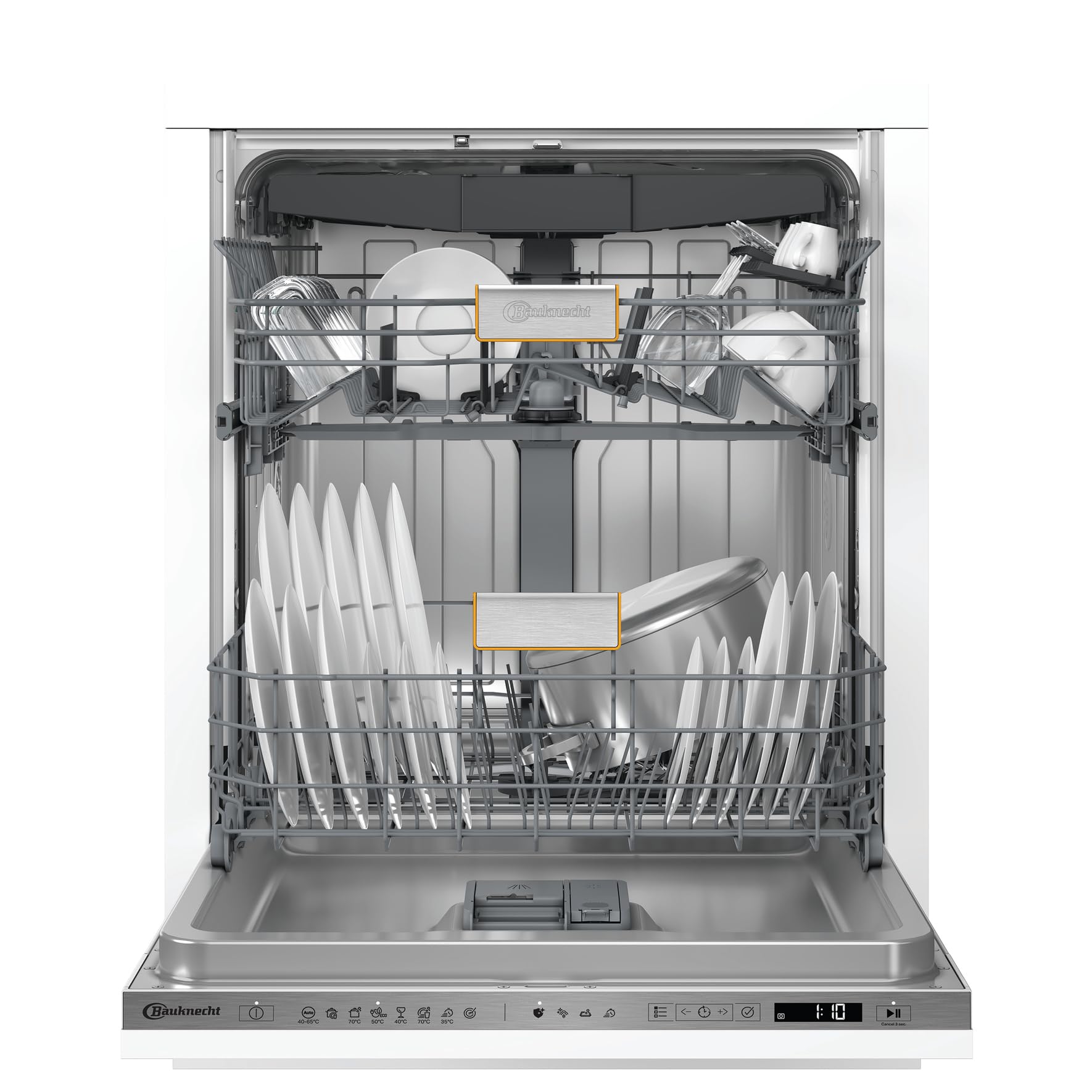 Bauknecht BKR IBXL Vollintegrierbarer XXL-Geschirrspüler 60 cm/Edelstahl/14 Maßgedecke/7 Standardprogramme und 1 Sensorprogramm/SteamShine/HygieneCare/TurboWash/Besteckschublade/Vollwasserschutz