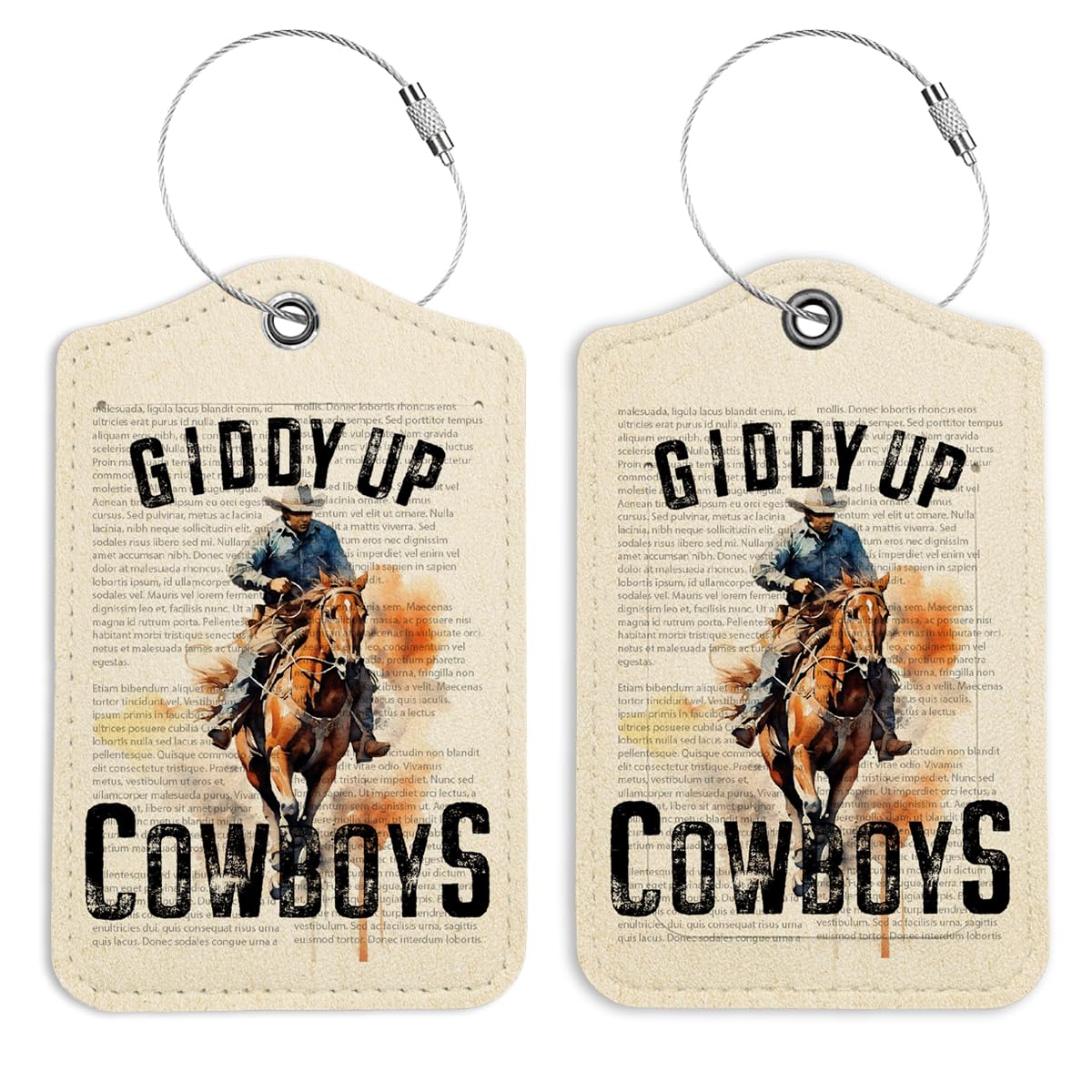 LARTSFRO Western Cowboys Hat Luggage Tags for Suitcases, Giooy up Cowboys Sign, Preppy Luggage Tag, Back to School for Students, Trendy 2 Pack Luggage Tags for Travel, Teen Girls Gifts Suitcase Tags