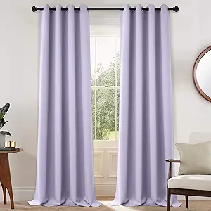 Yakamok Lilac Room Darkening Thermal Insulated with Grommet Blackout Curtains for Bedroom, 52Wx108L inch,2 Panels