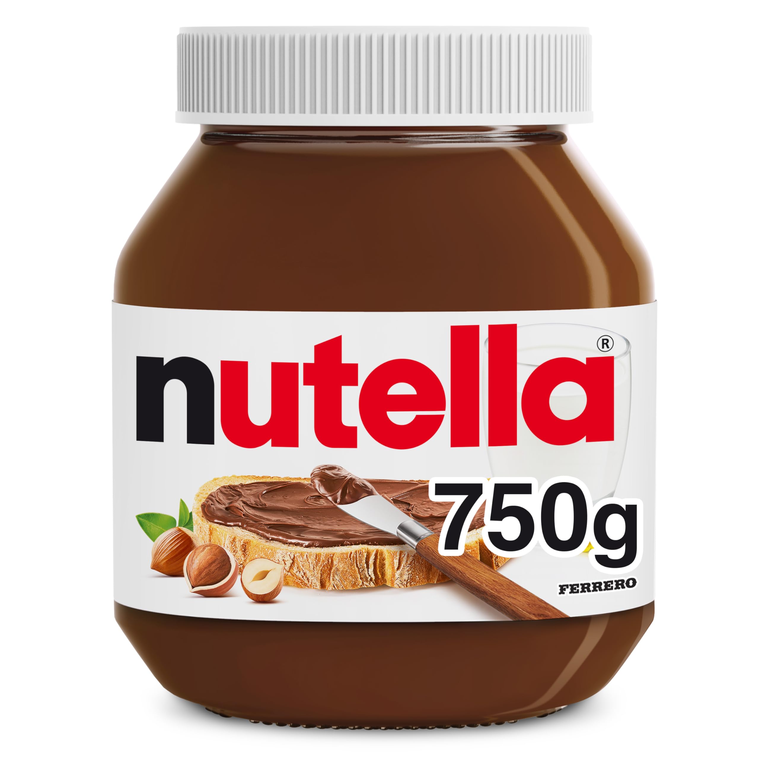 Nutella Hazelnut Chocolate Spread Jar for Pancakes, Party Food, Unique Recipe for a Smooth Texture and an Unmistakable Taste, Pack of 1 x 750g