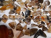 Vista 6 de Kit de recambio de gemas de vaso de roca Yellowstone, ágata dendrita negra Montana áspera 8 onzas