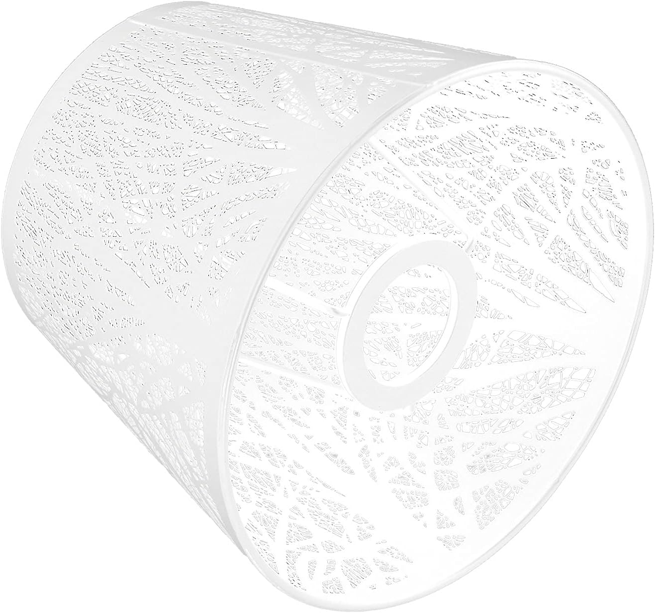 Wrought iron carved art lamp shade Carving craft carved forest tree shaped E27 mini lamp shade for table lamp bedroom bedside decoration 19x15x13cm (White)